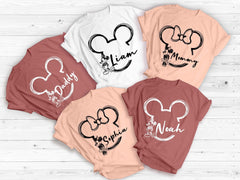 Custom Name Disney Family Vacation Matching Shirts, Mickey and Minnie Head Shirts, Personalized Disney Trip Matching Shirts - Image 3