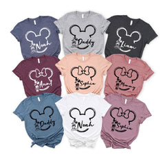 Custom Name Disney Family Vacation Matching Shirts, Mickey and Minnie Head Shirts, Personalized Disney Trip Matching Shirts - Image 4