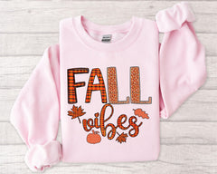 Thanksgiving Sweatshirt Fall Vibes Shirt, Plaid Pattern Fall Outfit, Boys Thanksgiving Gift for Him, Cozy Autumn Leaves Pumpkin Sweatshirt - Image 3
