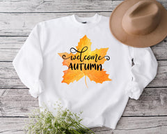 Welcome Autumn Sweatshirt Thanksgiving Fall Pullover, Cozy Autumn Leaves Crewneck, Pumpkin Season Sweatshirt, Welcome Shirt, Fall Outfit - Image 8