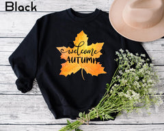 Welcome Autumn Sweatshirt Thanksgiving Fall Pullover, Cozy Autumn Leaves Crewneck, Pumpkin Season Sweatshirt, Welcome Shirt, Fall Outfit - Image 5