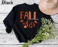 Thanksgiving Sweatshirt Fall Vibes Shirt, Plaid Pattern Fall Outfit, Boys Thanksgiving Gift for Him, Cozy Autumn Leaves Pumpkin Sweatshirt - Image 5