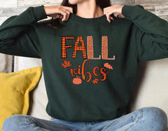 Thanksgiving Sweatshirt Fall Vibes Shirt, Plaid Pattern Fall Outfit, Boys Thanksgiving Gift for Him, Cozy Autumn Leaves Pumpkin Sweatshirt - Image 6