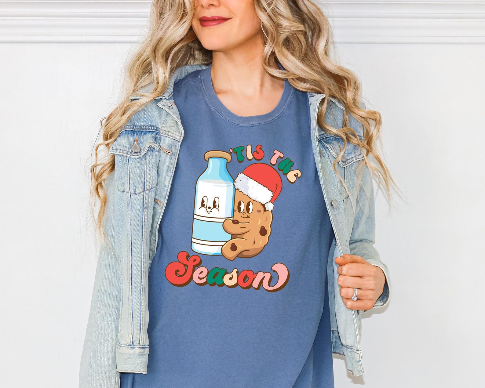 Comfort Colors® Tis The Season Milk and Cookie Shirt, Cute Holiday Tee, Funny Christmas Shirt Women, Festive Party Outfit - Image 3