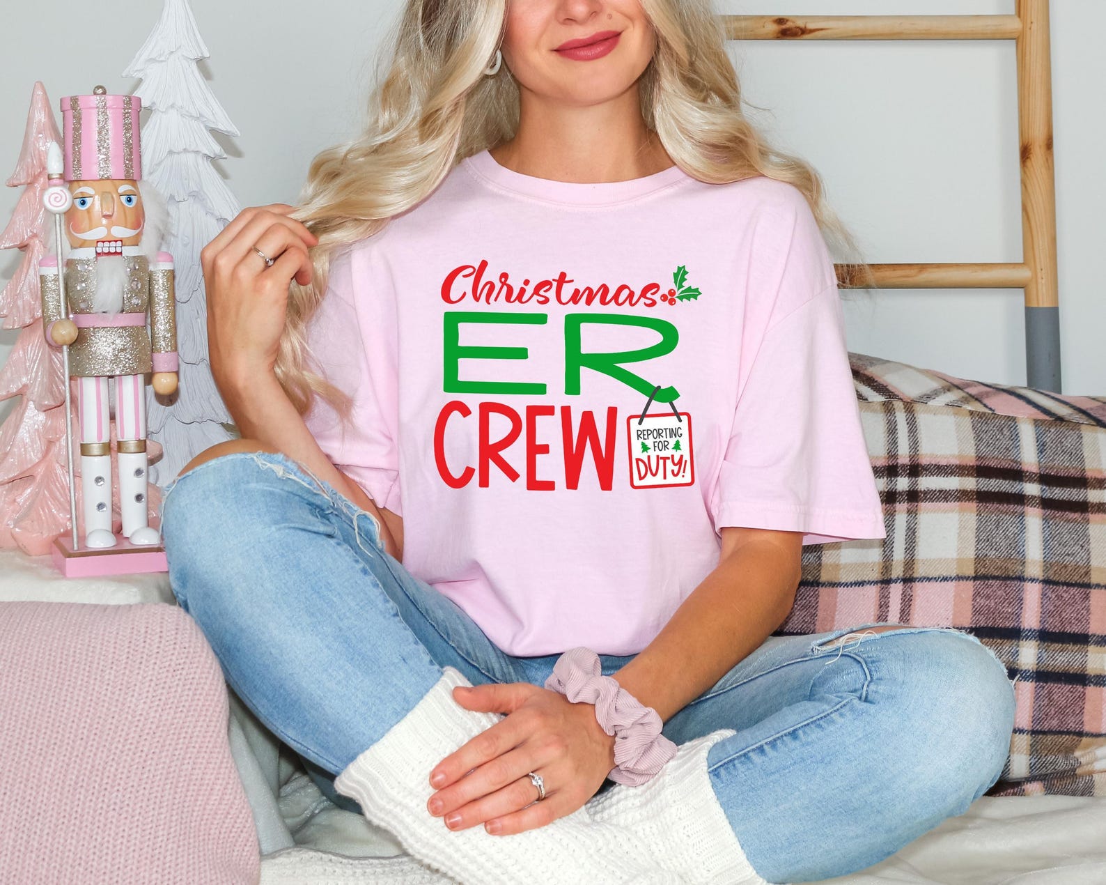 Comfort Colors® Christmas ER Crew Shirt, Funny Nurse Christmas Tee, Holiday Medical Staff Shirt, Doctor Nurse Hospital Xmas T-Shirt - Image 4