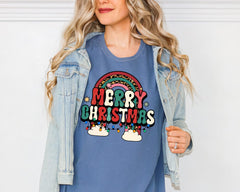 Comfort Colors® Merry Christmas Shirt, Rainbow Holiday Tee, Cute Retro Christmas Top, Festive Party Shirt for Women - Image 7