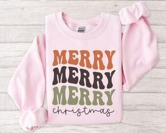 Merry Merry Christmas Sweatshirt, Retro Holiday Crewneck, Vintage Style Winter Pullover, Cozy Christmas Gift, Cute Womens Xmas Sweater - Image 3
