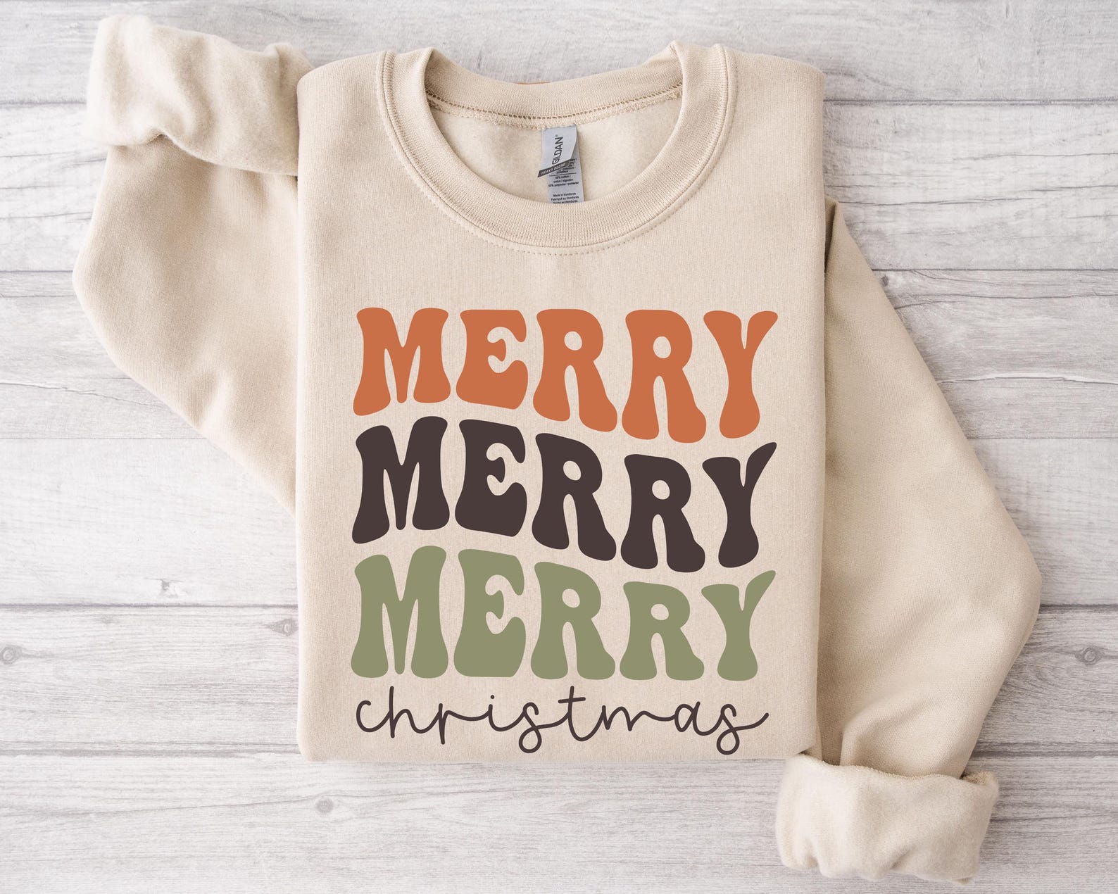 Merry Merry Christmas Sweatshirt, Retro Holiday Crewneck, Vintage Style Winter Pullover, Cozy Christmas Gift, Cute Womens Xmas Sweater - Image 4