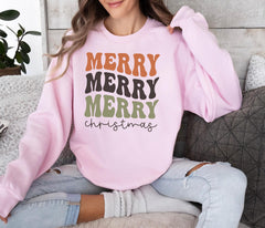 Merry Merry Christmas Sweatshirt, Retro Holiday Crewneck, Vintage Style Winter Pullover, Cozy Christmas Gift, Cute Womens Xmas Sweater - Image 6