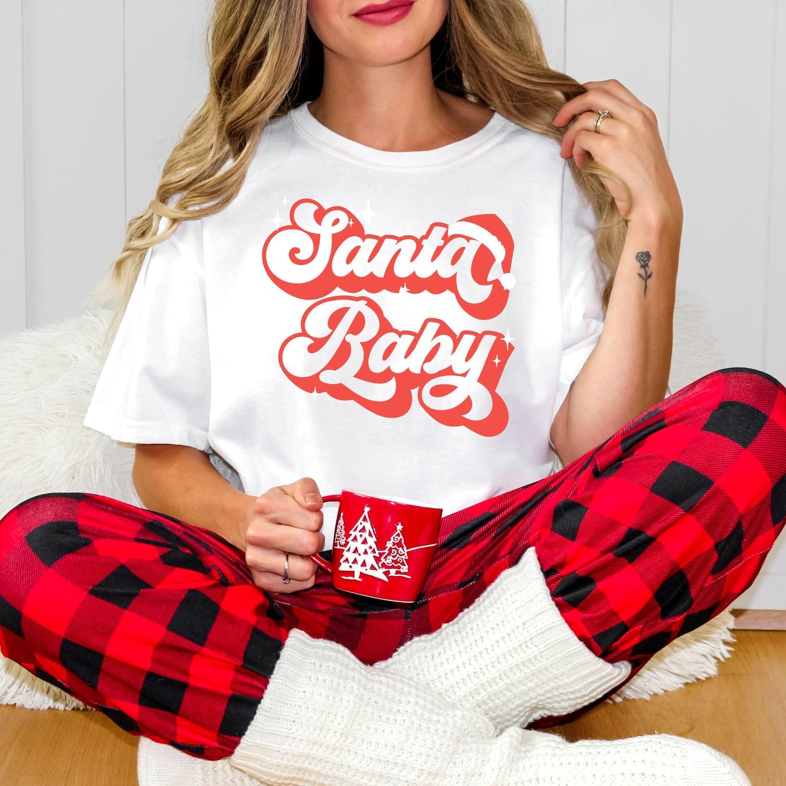 Comfort Colors® Santa Baby Shirt, Cute Christmas Tee Women, Retro Holiday Graphic Shirt, Funny Xmas Shirt, Festive Holiday Outfit - Image 2