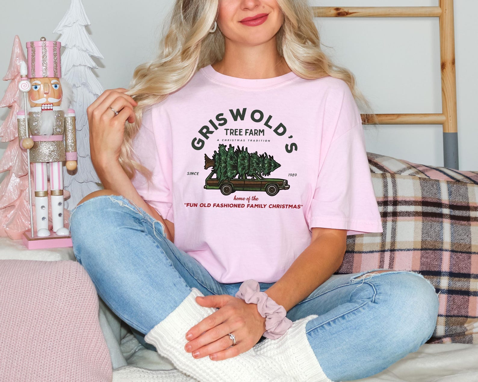 Comfort Colors® Griswold’s Tree Farm Shirt, Funny Christmas Tee, Vintage Holiday Top, Cute Pink Xmas Shirt for Women - Image 4