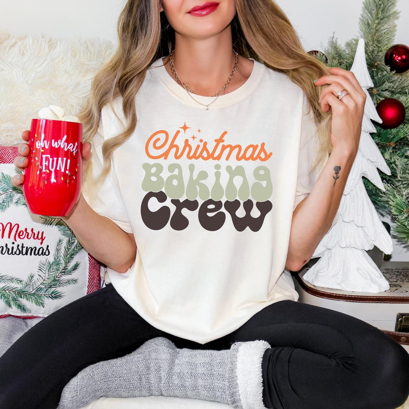 Comfort Colors® Christmas Baking Crew Shirt, Holiday Baking Tee, Cute Christmas Shirt Women, Family Matching Baking T-Shirt - Image 5