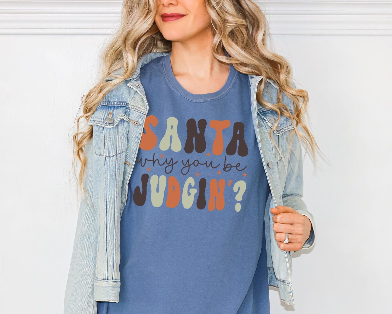 Comfort Colors® Santa Why You Be Judgin’ Shirt, Funny Christmas Tee, Cute Holiday Shirt Women, Retro Xmas Graphic T-Shirt - Image 7