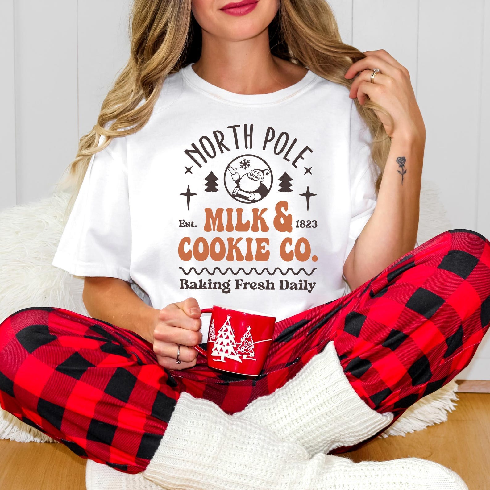 Comfort Colors® North Pole Milk & Cookie Co. Shirt, Cute Holiday Baking Tee, Retro Santa Cookie Shirt, Funny Christmas Shirt Women - Image 8