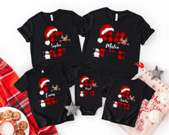 Custom Name Letter Christmas Shirt Personalized Red Plaid Christmas Custom Name Shirt Holiday Family Matching Tee - Image 3