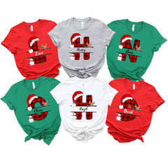 Custom Name Letter Christmas Shirt Personalized Red Plaid Christmas Custom Name Shirt Holiday Family Matching Tee - Image 4
