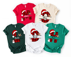 Custom Name Letter Christmas Shirt Personalized Red Plaid Christmas Custom Name Shirt Holiday Family Matching Tee - Image 5