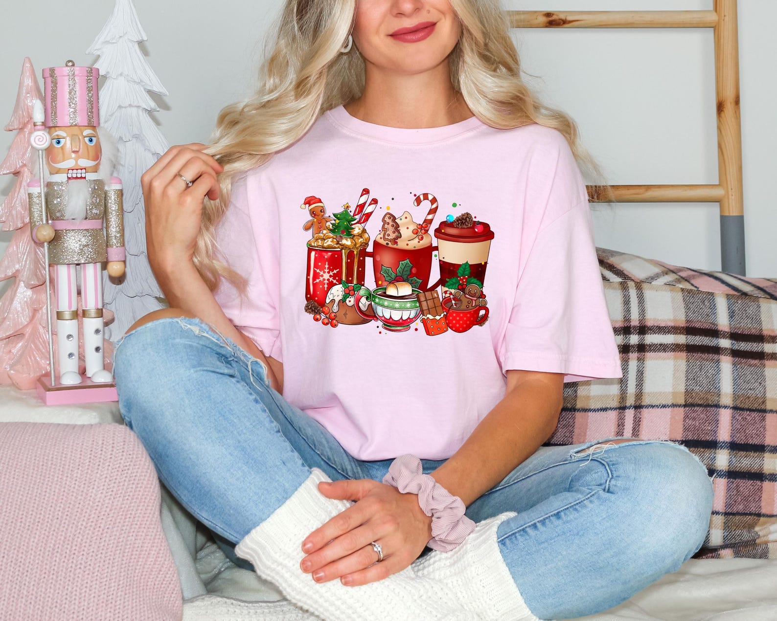 Comfort Colors® Christmas Drinks Shirt, Hot Cocoa and Gingerbread Tee, Holiday Baking Shirt, Cute Christmas Gift for Women - Image 5