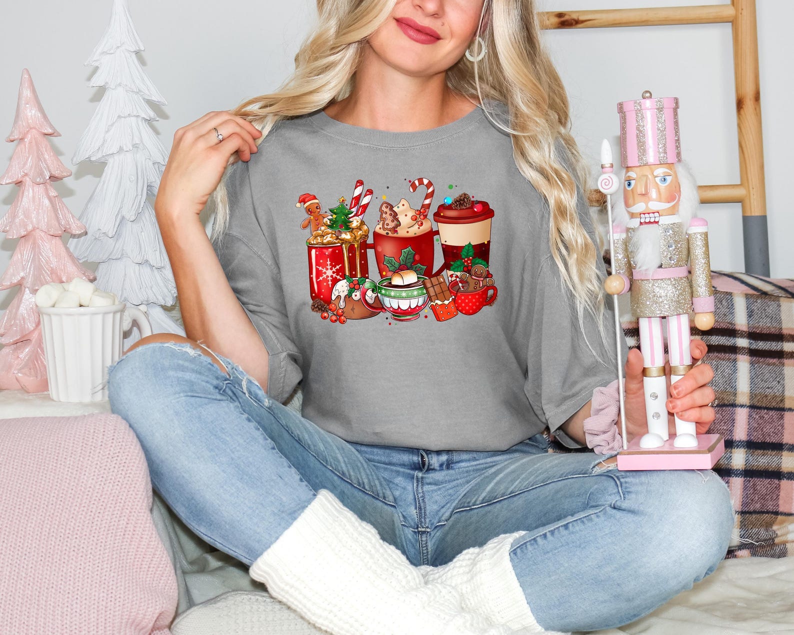 Comfort Colors® Christmas Drinks Shirt, Hot Cocoa and Gingerbread Tee, Holiday Baking Shirt, Cute Christmas Gift for Women - Image 6