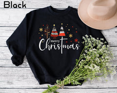 Merry Christmas Trees Sweatshirt, Cute Holiday Crewneck, Festive Winter Pullover, Cozy Christmas Sweater, Christmas Gift for Her - Image 4