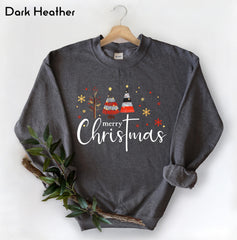 Merry Christmas Trees Sweatshirt, Cute Holiday Crewneck, Festive Winter Pullover, Cozy Christmas Sweater, Christmas Gift for Her - Image 6