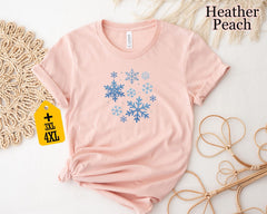 Cute Snowflake Christmas Shirt, Pink Christmas Shirt Women, Winter Snowflake Tee, Holiday Shirt, Cozy Xmas Top, Snowflake Graphic Shirt - Image 3