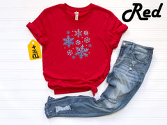 Cute Snowflake Christmas Shirt, Pink Christmas Shirt Women, Winter Snowflake Tee, Holiday Shirt, Cozy Xmas Top, Snowflake Graphic Shirt - Image 7