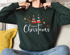 Merry Christmas Trees Sweatshirt, Cute Holiday Crewneck, Festive Winter Pullover, Cozy Christmas Sweater, Christmas Gift for Her - Image 5