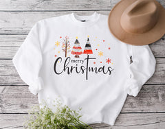 Merry Christmas Trees Sweatshirt, Cute Holiday Crewneck, Festive Winter Pullover, Cozy Christmas Sweater, Christmas Gift for Her - Image 8