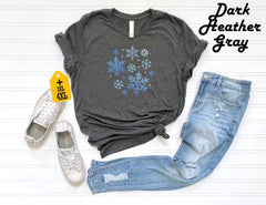 Cute Snowflake Christmas Shirt, Pink Christmas Shirt Women, Winter Snowflake Tee, Holiday Shirt, Cozy Xmas Top, Snowflake Graphic Shirt - Image 4