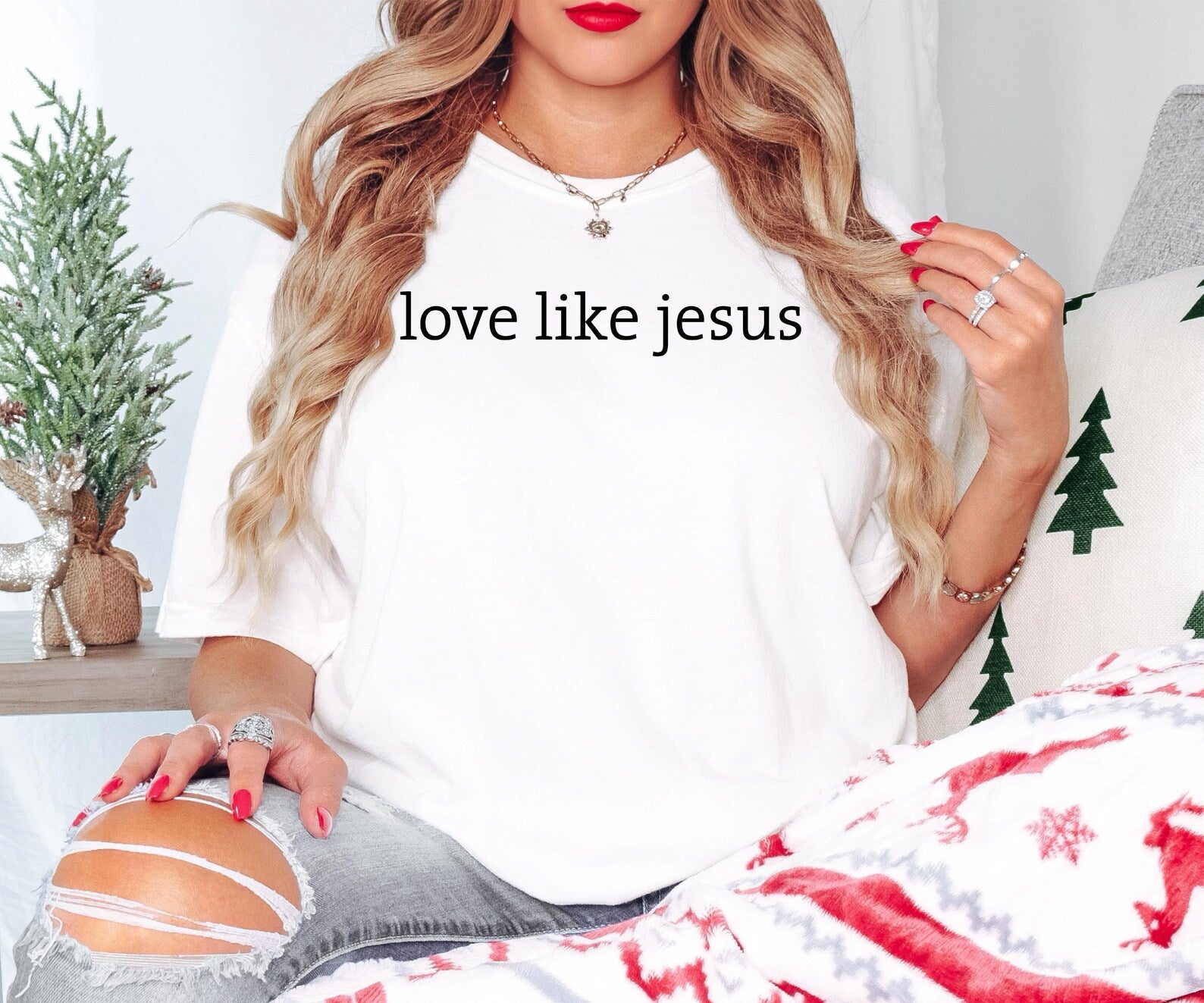 Comfort Colors® Love Like Jesus Shirt, Christian Christmas Shirt Women, Faith Shirt, Bible Verse Tee, Religious Christmas Shirt Gift - Image 8