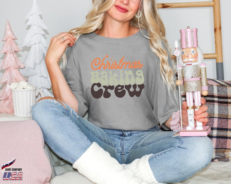 Comfort Colors® Christmas Baking Crew Shirt, Holiday Baking Tee, Cute Christmas Shirt Women, Family Matching Baking T-Shirt