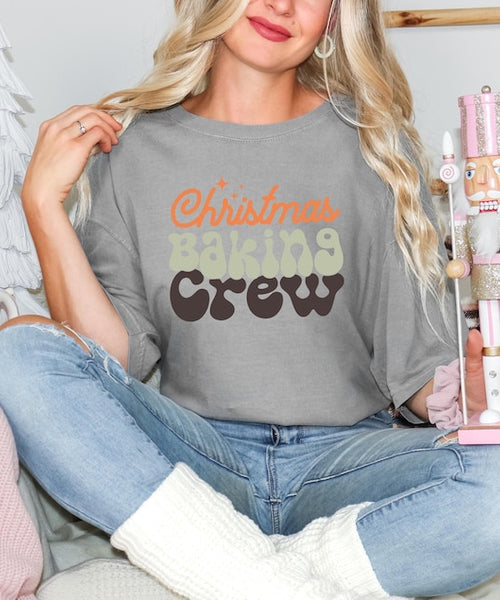 Comfort Colors® Christmas Baking Crew Shirt, Holiday Baking Tee, Cute Christmas Shirt Women, Family Matching Baking T-Shirt