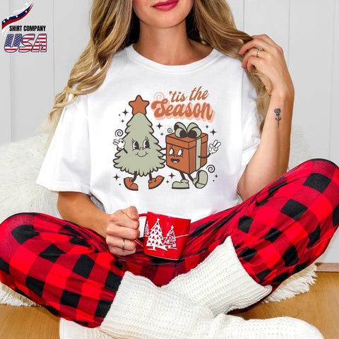 Comfort Colors® ’Tis the Season Christmas Shirt, Cute Holiday Tee, Retro Xmas Shirt Women, Funny Christmas Top, Festive Outfit