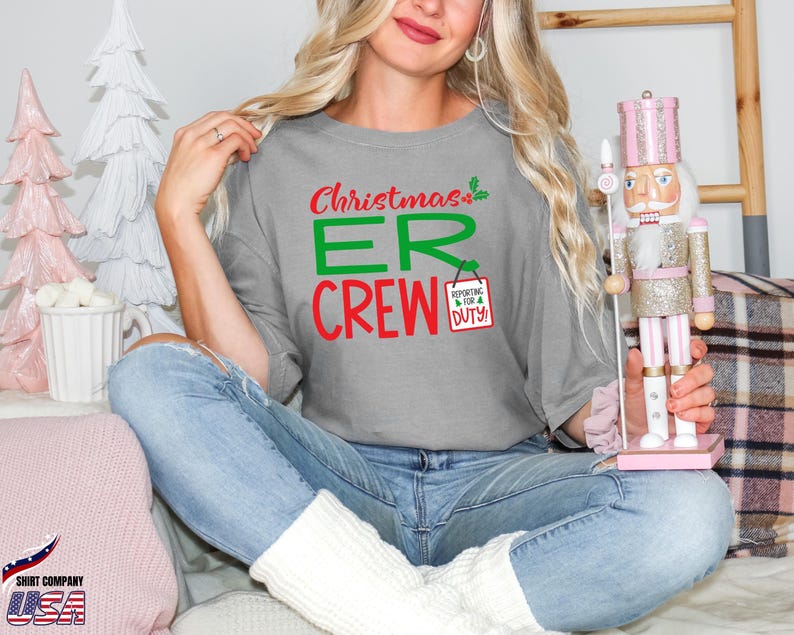 Comfort Colors® Christmas ER Crew Shirt, Funny Nurse Christmas Tee, Holiday Medical Staff Shirt, Doctor Nurse Hospital Xmas T-Shirt