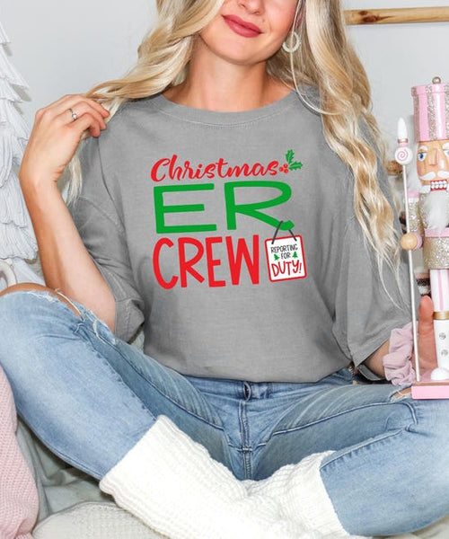 Comfort Colors® Christmas ER Crew Shirt, Funny Nurse Christmas Tee, Holiday Medical Staff Shirt, Doctor Nurse Hospital Xmas T-Shirt