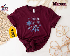 Cute Snowflake Christmas Shirt, Pink Christmas Shirt Women, Winter Snowflake Tee, Holiday Shirt, Cozy Xmas Top, Snowflake Graphic Shirt