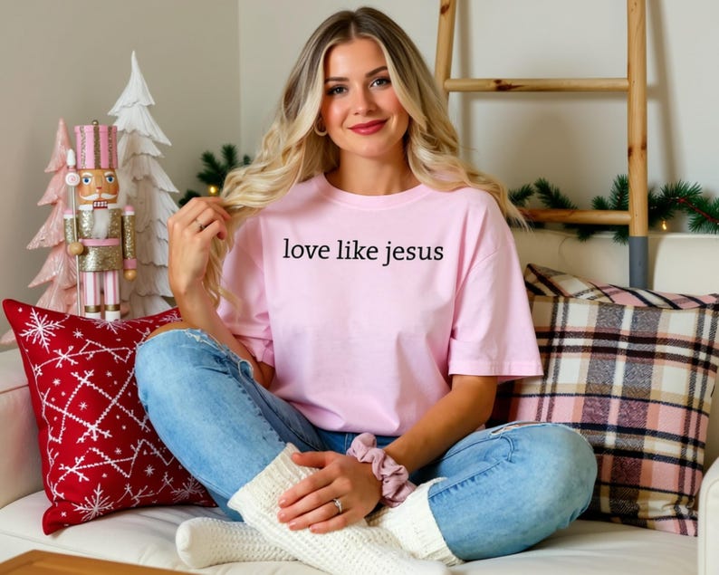 Comfort Colors® Love Like Jesus Shirt, Christian Christmas Shirt Women, Faith Shirt, Bible Verse Tee, Religious Christmas Shirt Gift
