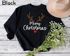 Merry Christmas Reindeer Sweatshirt, Cute Holiday Crewneck, Cozy Christmas Sweatshirt, Rudolph Nose Pullover, Festive Winter Gift Sweater